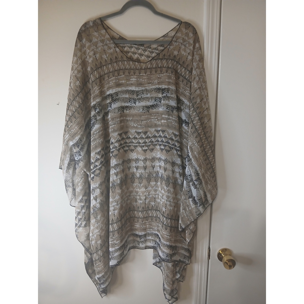 Bohemian Patterned Sheer Poncho Top